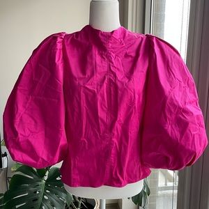 BR x Harbison Pink Puffer Sleeve Top